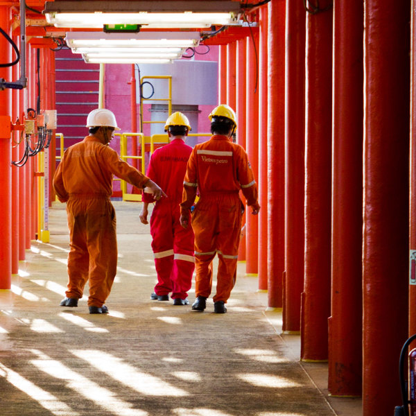 Engineers on an oil rig